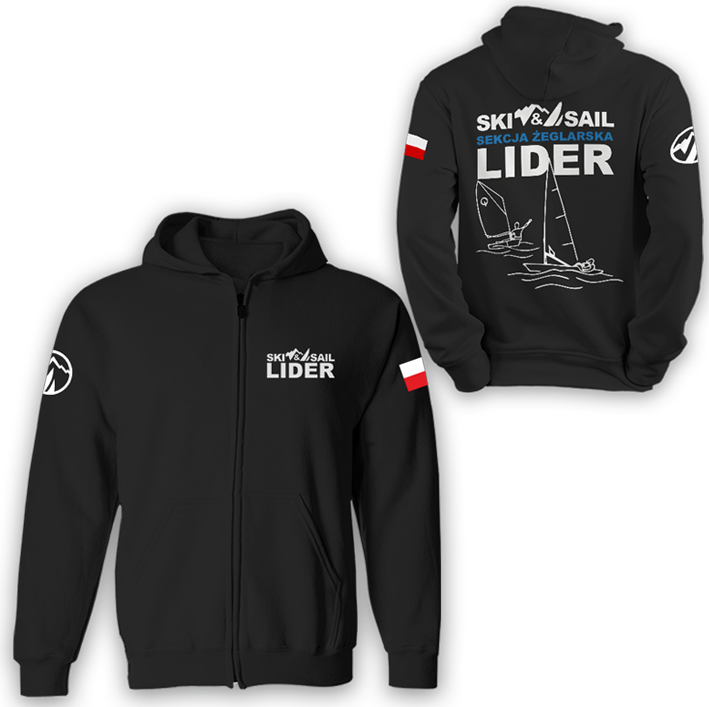 Bluza z kapturem Lider czarna zapinana na zamek