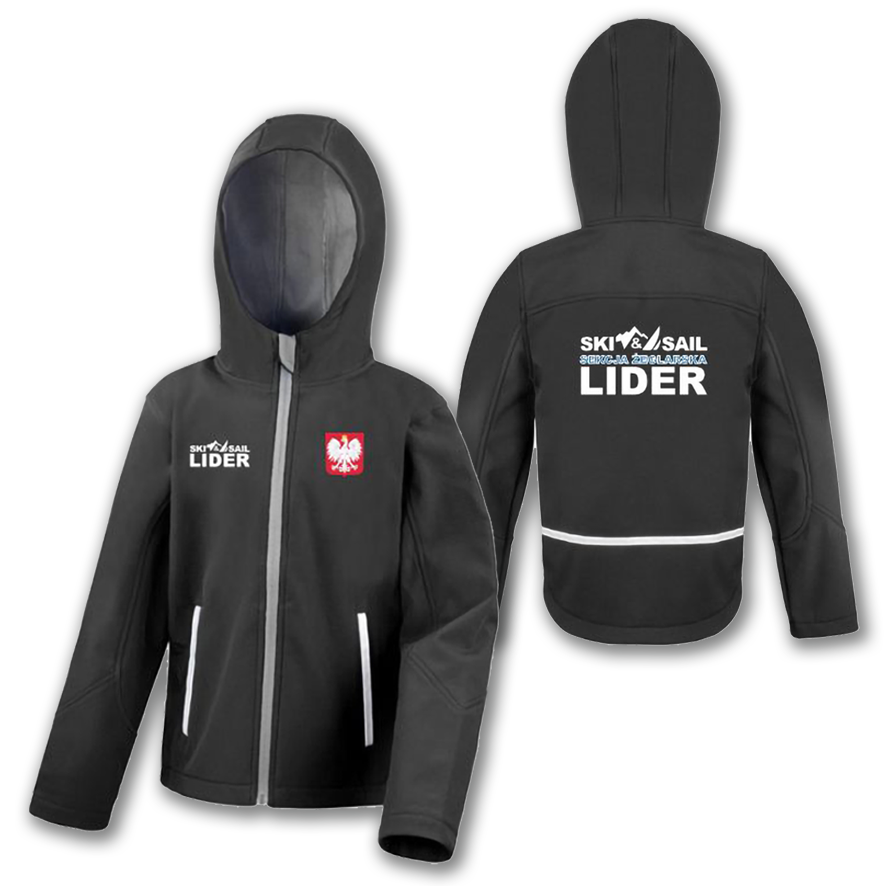 Softshell z kapturem Lider czarny dziecięcy