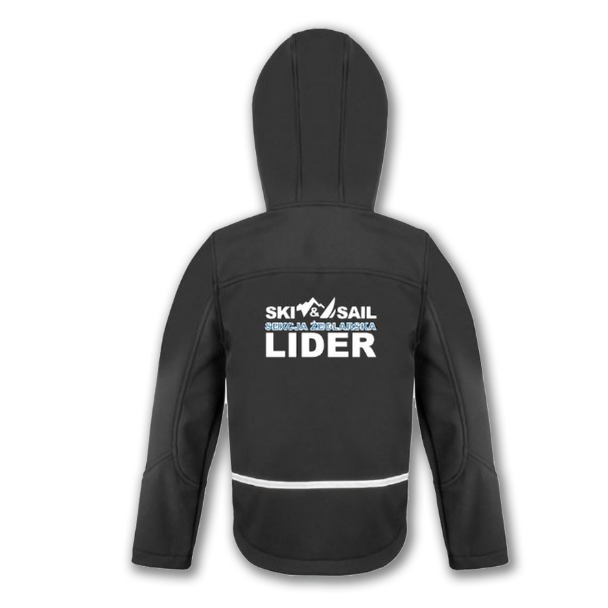 Softshell z kapturem Lider czarny dziecięcy
