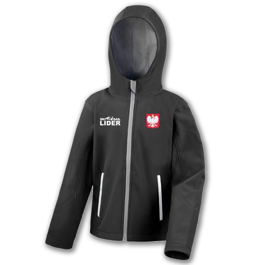 Softshell z kapturem Lider czarny dziecięcy