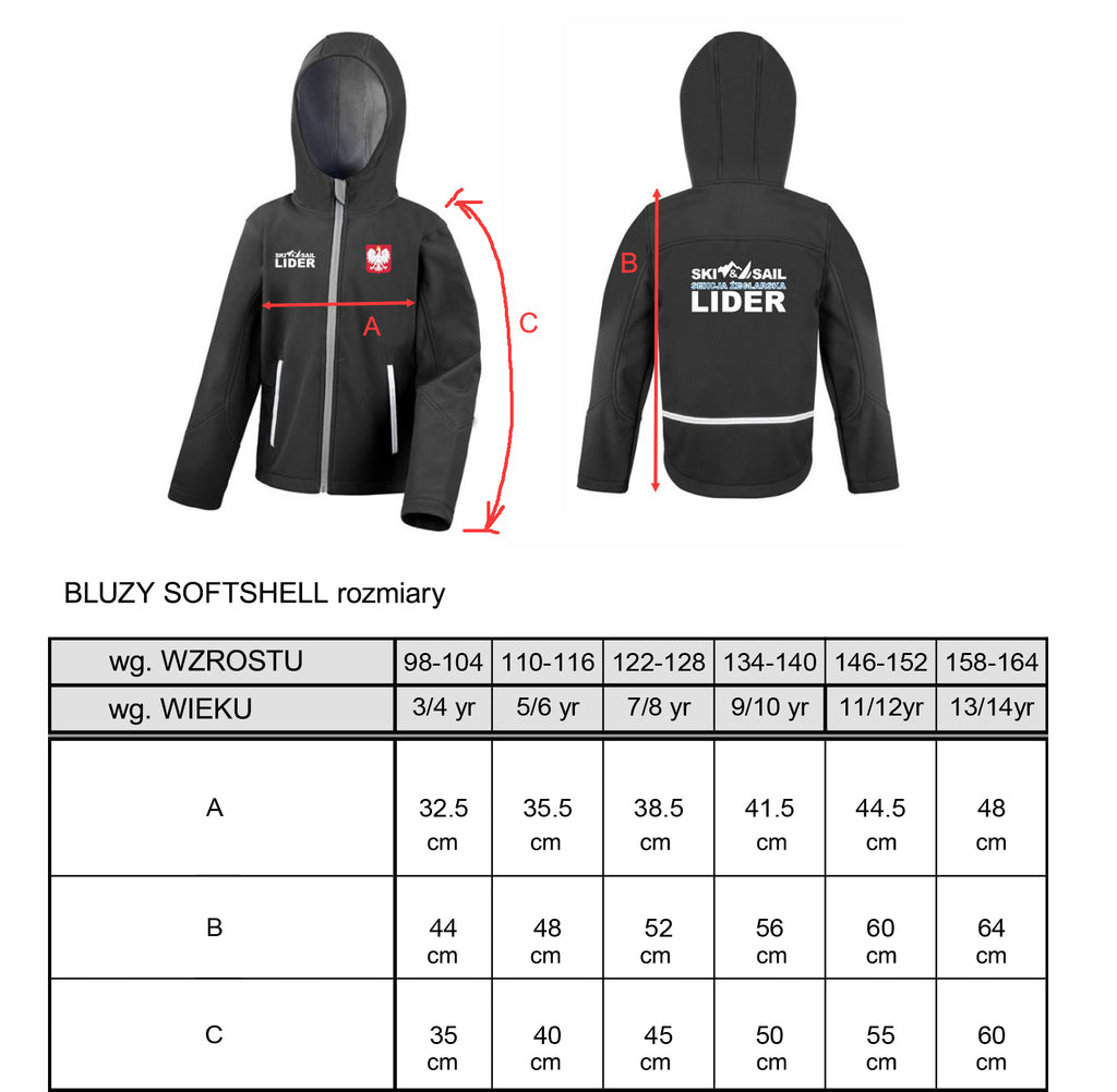 Softshell z kapturem Lider czarny dziecięcy